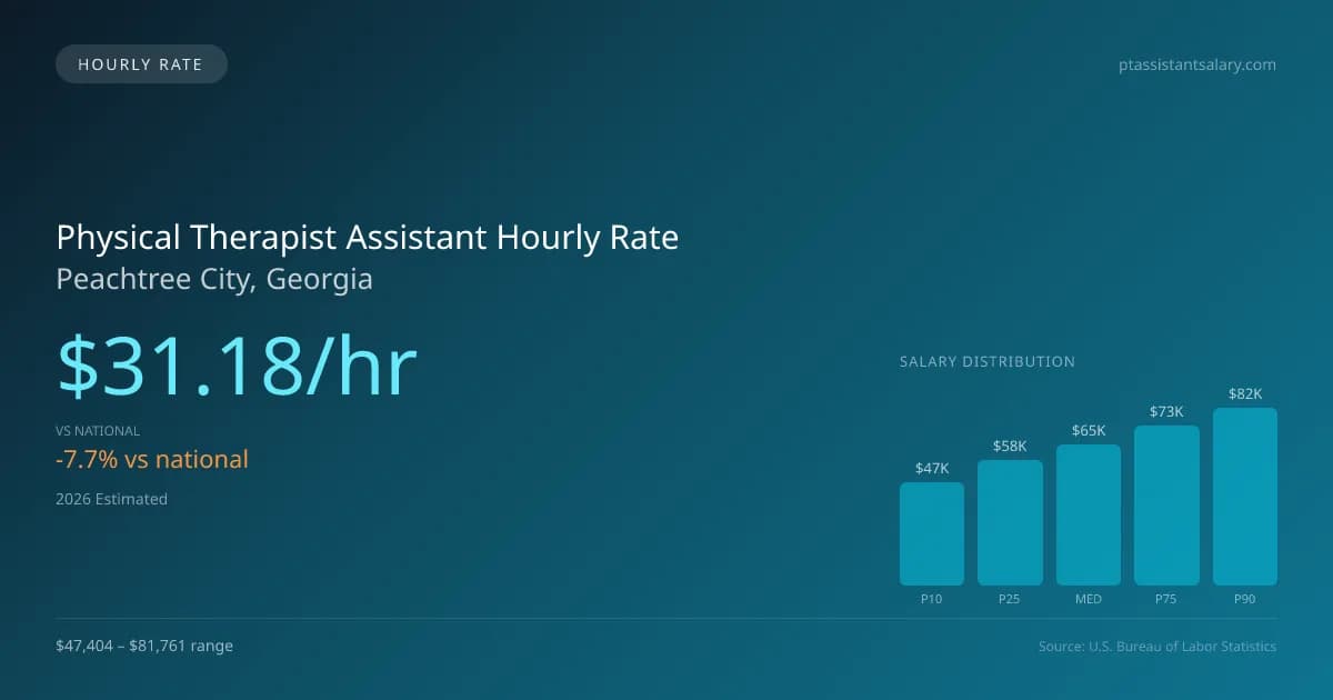 Physical Therapist Assistant Hourly Rate in Peachtree City, GA — 2026 est., based on 2025 BLS