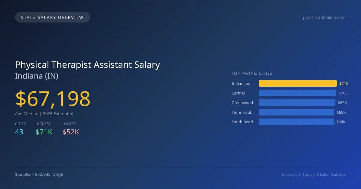 Physical Therapist Assistant Salary in Indiana - 2025 BLS Data Infographic